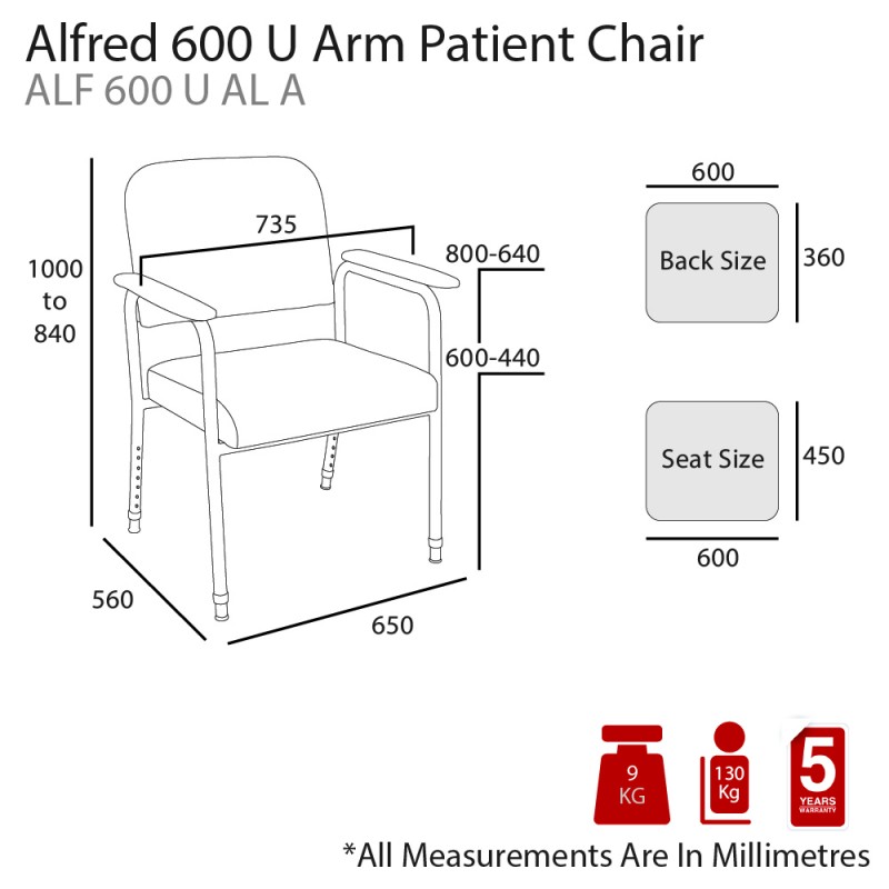 Alfred 600 U Arm Patient Chair
